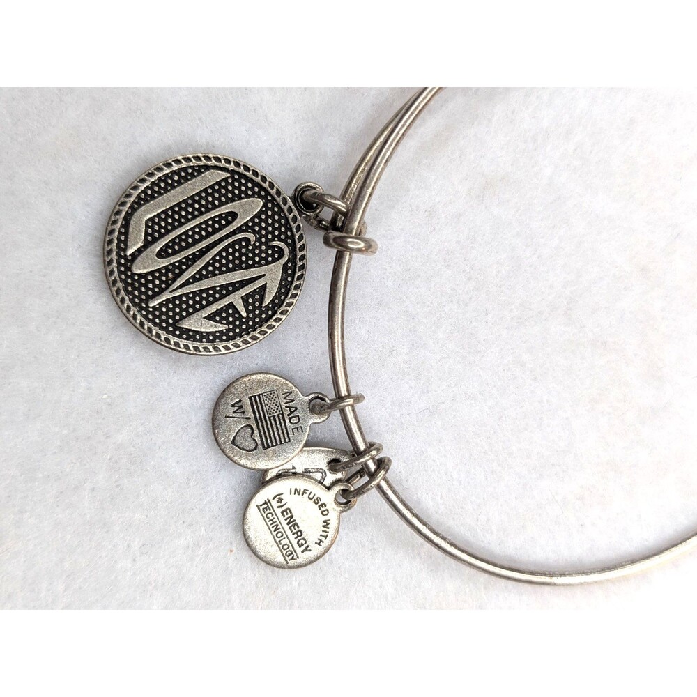 ALEX AND ANI Love Medallion Silver-tone Charm Bracelet 2015